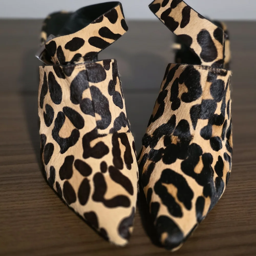 Leopard Cheetah Print Mules Western Cowboy with Block Heel 8.5 - Picture 7 of 8
